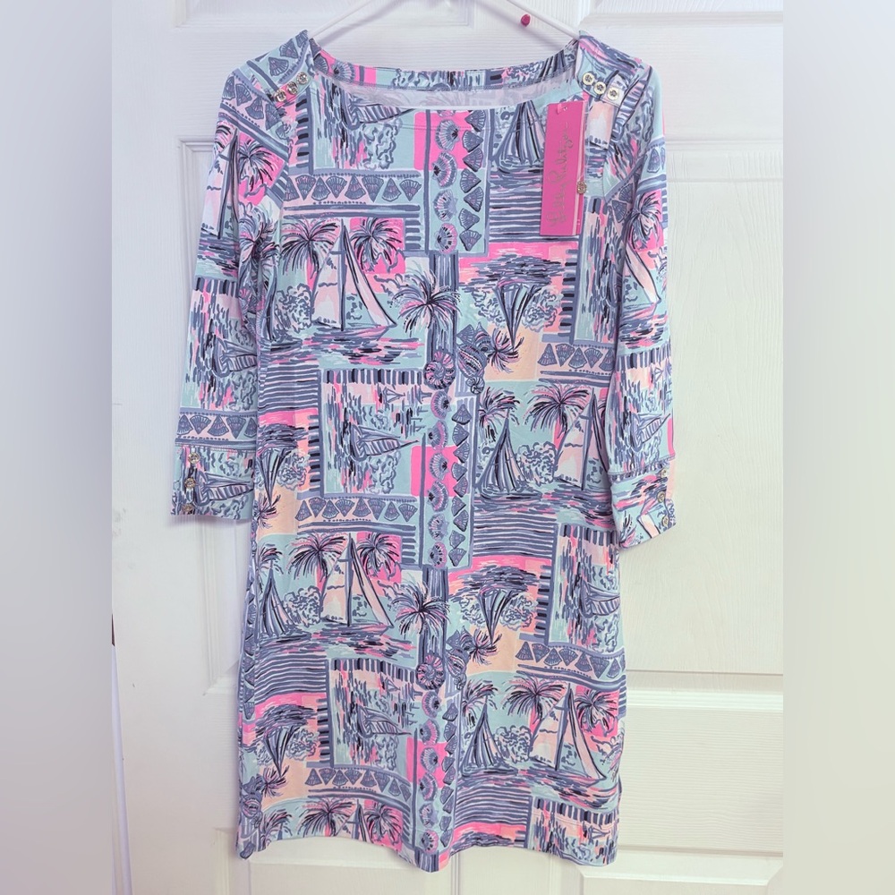 Lilly Pulitzer upf 50 Sophie dress Shift Dress whisper blue yeah buoy small nwt